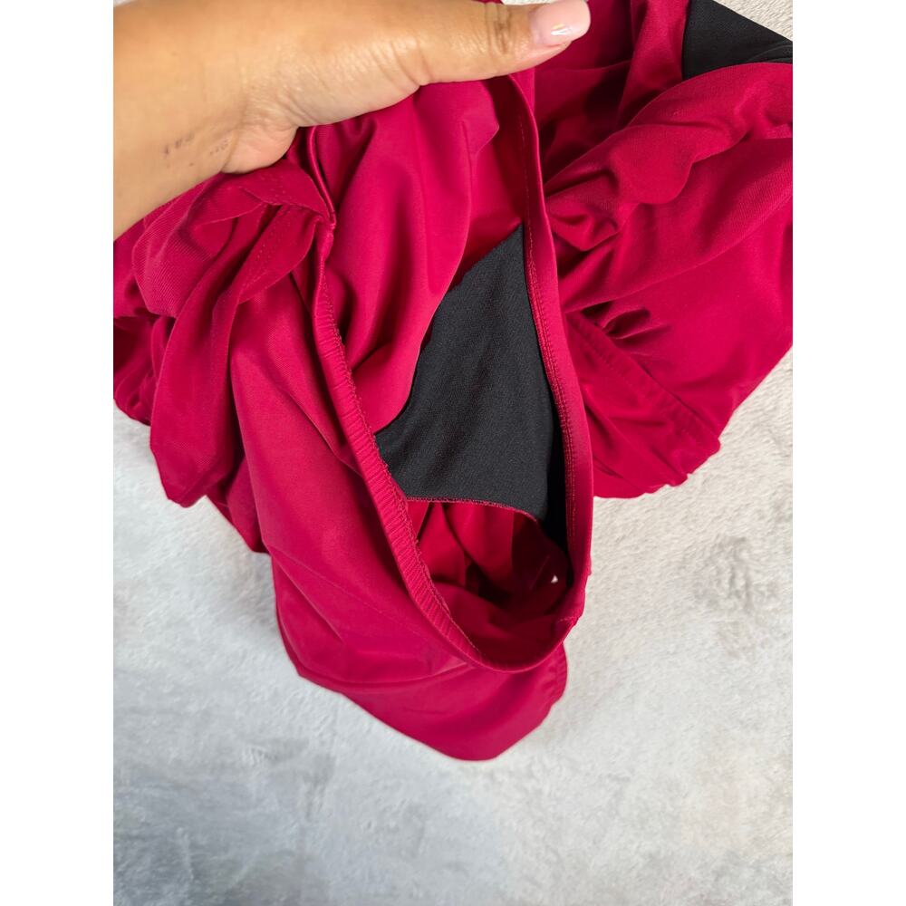 APT. 9 Size 12 Swimwear Red Tummy Control Halter Ruched One Piece Swim Dress - Picture 8 of 10